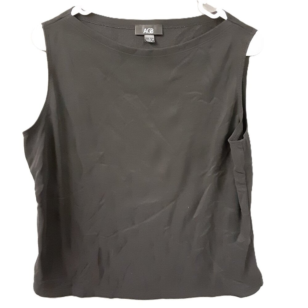 AGB Woman's Top Size LARGE, Black, Sleeveless, Black, 92% Nylon/8% Spandex